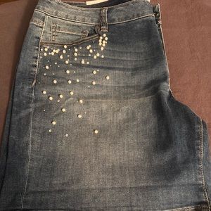 Denim shorts with pearls size 18 from Lane Bryant brand new